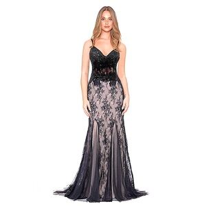 NWT Blondie Nites Eve Soutache Burnout Evening Dress Juniors sz 5